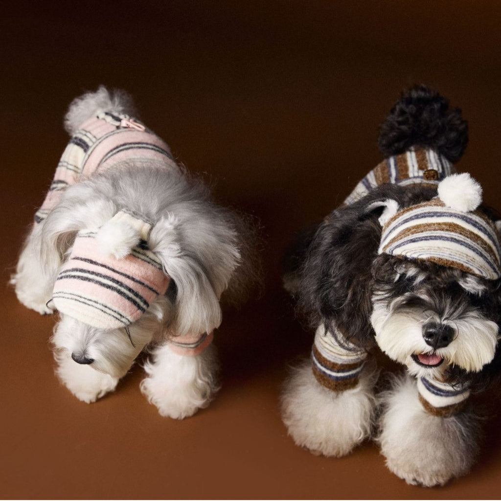 Pet Accessories Striped Fur Ball Hat