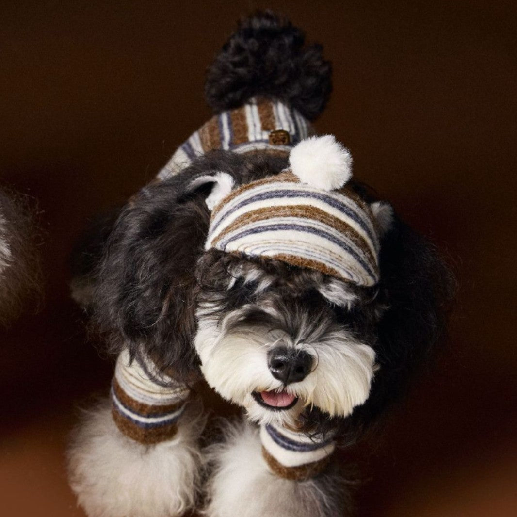 Pet Accessories Striped Fur Ball Hat